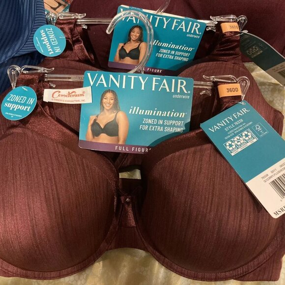Vanity Fair Bra Underwire Shaping Full Figure Zoned Support Satin 76338 36DD Fig - Picture 1 of 3